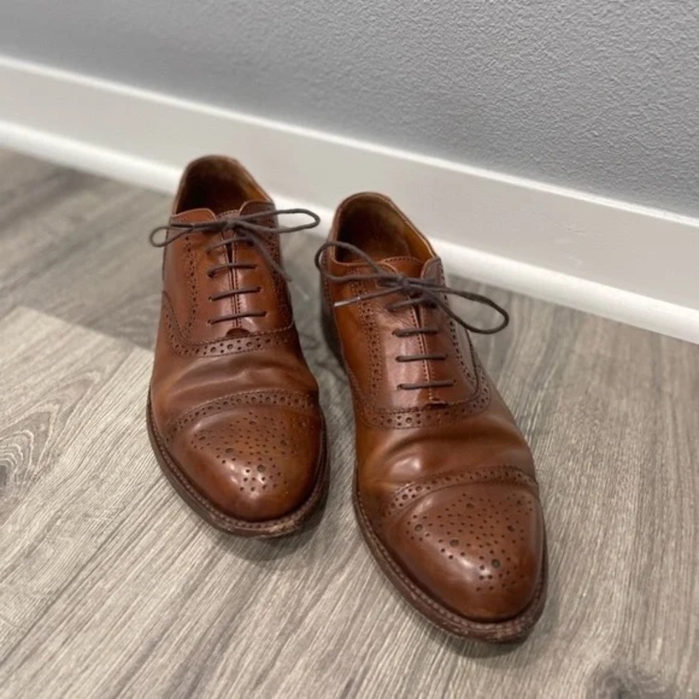 J. Crew Ludlow Mens Brown Leather Semi Brogue Oxford and Glossy leatherJ. Crew L